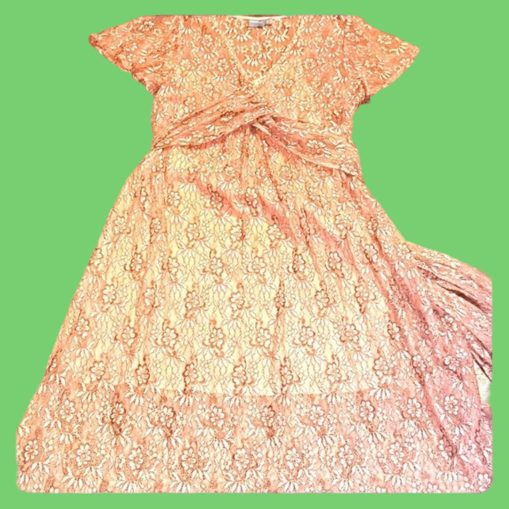 ASOS Coral Color Floral Lace Dress